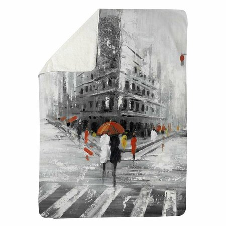 BEGIN HOME DECOR 60 x 80 in. Greyish Flatiron Building-Sherpa Fleece Blanket 5545-6080-CI22